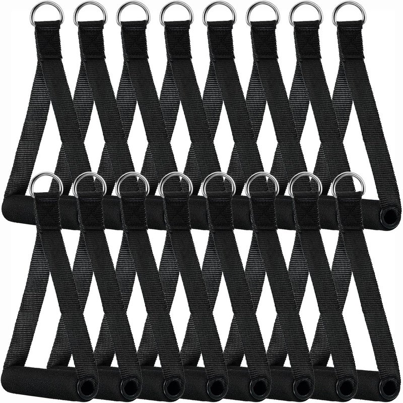 Sumind 16 Pcs Gym Exercise Handles Replacement Cable Machine Attachments for Home Gym Equipment Pulley System Resistance Bands, Strength Trainer, Heavy Duty Workout Handles - Image 1